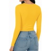 image:imageMANGOPOP Round Neck Long Sleeve Short Sleeve Bodysuits for Women Basic Body Suit Shirts TopsLong Sleeve Yellow