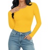 image:imageMANGOPOP Round Neck Long Sleeve Short Sleeve Bodysuits for Women Basic Body Suit Shirts TopsLong Sleeve Yellow