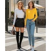 image:imageMANGOPOP Round Neck Long Sleeve Short Sleeve Bodysuits for Women Basic Body Suit Shirts TopsLong Sleeve Yellow