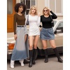 image:imageMANGOPOP Round Neck Long Sleeve Short Sleeve Bodysuits for Women Basic Body Suit Shirts TopsWarm Fleece Coffee