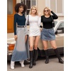 image:imageMANGOPOP Round Neck Long Sleeve Short Sleeve Bodysuits for Women Basic Body Suit Shirts TopsWarm Fleece Deep Blue