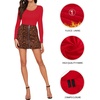 image:imageMANGOPOP Round Neck Long Sleeve Short Sleeve Bodysuits for Women Basic Body Suit Shirts TopsWarm Fleece Red