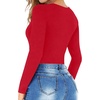 image:imageMANGOPOP Round Neck Long Sleeve Short Sleeve Bodysuits for Women Basic Body Suit Shirts TopsWarm Fleece Red