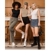 image:imageMANGOPOP Womens Body Suits Cute Crew Neck Ruffle Sleeveless Slim Fit Bodysuit Tank Tops Tight Casual SexyMocha