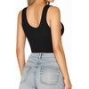 image:imageMANGOPOP Womens Henley Shirt Scoop Neck Button Down Ribbed Bodysuits Sleeveless Tank Tops Body SuitD1tank Top Black