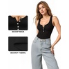 image:imageMANGOPOP Womens Henley Shirt Scoop Neck Button Down Ribbed Bodysuits Sleeveless Tank Tops Body SuitD1tank Top Black