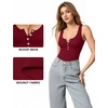 image:imageMANGOPOP Womens Henley Shirt Scoop Neck Button Down Ribbed Bodysuits Sleeveless Tank Tops Body SuitDtank Top Burgundy