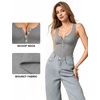 image:imageMANGOPOP Womens Henley Shirt Scoop Neck Button Down Ribbed Bodysuits Sleeveless Tank Tops Body SuitDtank Top Grey