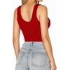 image:imageMANGOPOP Womens Henley Shirt Scoop Neck Button Down Ribbed Bodysuits Sleeveless Tank Tops Body SuitDtank Top Red