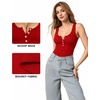 image:imageMANGOPOP Womens Henley Shirt Scoop Neck Button Down Ribbed Bodysuits Sleeveless Tank Tops Body SuitDtank Top Red