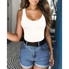 image:imageMANGOPOP Womens Tank Top Bodysuit Scoop Neck Sleeveless Body Suits Sexy UBack Backless Going Out TopsB White