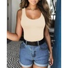 image:imageMANGOPOP Womens Tank Top Bodysuit Scoop Neck Sleeveless Body Suits Sexy UBack Backless Going Out TopsBeige