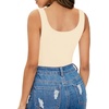 image:imageMANGOPOP Womens Tank Top Bodysuit Scoop Neck Sleeveless Body Suits Sexy UBack Backless Going Out TopsBeige