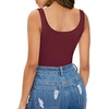 image:imageMANGOPOP Womens Tank Top Bodysuit Scoop Neck Sleeveless Body Suits Sexy UBack Backless Going Out TopsBurgundy