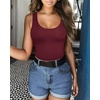 image:imageMANGOPOP Womens Tank Top Bodysuit Scoop Neck Sleeveless Body Suits Sexy UBack Backless Going Out TopsBurgundy