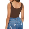 image:imageMANGOPOP Womens Tank Top Bodysuit Scoop Neck Sleeveless Body Suits Sexy UBack Backless Going Out TopsCoffee