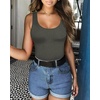 image:imageMANGOPOP Womens Tank Top Bodysuit Scoop Neck Sleeveless Body Suits Sexy UBack Backless Going Out TopsDark Heather Grey