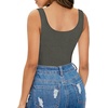 image:imageMANGOPOP Womens Tank Top Bodysuit Scoop Neck Sleeveless Body Suits Sexy UBack Backless Going Out TopsDark Heather Grey