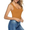 image:imageMANGOPOP Womens Tank Top Bodysuit Scoop Neck Sleeveless Body Suits Sexy UBack Backless Going Out TopsKhaki