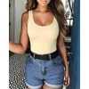 image:imageMANGOPOP Womens Tank Top Bodysuit Scoop Neck Sleeveless Body Suits Sexy UBack Backless Going Out TopsLight Apricot