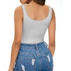 image:imageMANGOPOP Womens Tank Top Bodysuit Scoop Neck Sleeveless Body Suits Sexy UBack Backless Going Out TopsLight Grey