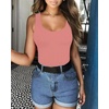 image:imageMANGOPOP Womens Tank Top Bodysuit Scoop Neck Sleeveless Body Suits Sexy UBack Backless Going Out TopsLight Pink