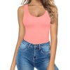 image:imageMANGOPOP Womens Tank Top Bodysuit Scoop Neck Sleeveless Body Suits Sexy UBack Backless Going Out TopsLight Pink