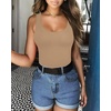 image:imageMANGOPOP Womens Tank Top Bodysuit Scoop Neck Sleeveless Body Suits Sexy UBack Backless Going Out TopsMocha