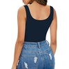 image:imageMANGOPOP Womens Tank Top Bodysuit Scoop Neck Sleeveless Body Suits Sexy UBack Backless Going Out TopsNavy Blue
