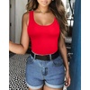image:imageMANGOPOP Womens Tank Top Bodysuit Scoop Neck Sleeveless Body Suits Sexy UBack Backless Going Out TopsRed