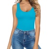 image:imageMANGOPOP Womens Tank Top Bodysuit Scoop Neck Sleeveless Body Suits Sexy UBack Backless Going Out TopsRoyal Blue