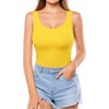 image:imageMANGOPOP Womens Tank Top Bodysuit Scoop Neck Sleeveless Body Suits Sexy UBack Backless Going Out TopsYellow