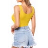 image:imageMANGOPOP Womens Tank Top Bodysuit Scoop Neck Sleeveless Body Suits Sexy UBack Backless Going Out TopsYellow