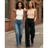 image:imageMANGOPOP Womens Tank Tops Bodysuit Double Lined Crew Neck Thong Body Suit Sleeveless Halter Fitted Top05 Clay