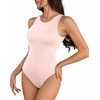 image:imageMANGOPOP Womens Tank Tops Bodysuit Double Lined Crew Neck Thong Body Suit Sleeveless Halter Fitted Top06 Blushing Bride