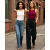 image:imageMANGOPOP Womens Tank Tops Bodysuit Double Lined Crew Neck Thong Body Suit Sleeveless Halter Fitted Top07 Burgundy