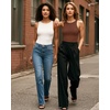 image:imageMANGOPOP Womens Tank Tops Bodysuit Double Lined Crew Neck Thong Body Suit Sleeveless Halter Fitted Top08 Coffee