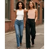 image:imageMANGOPOP Womens Tank Tops Bodysuit Double Lined Crew Neck Thong Body Suit Sleeveless Halter Fitted Top10 Ochre