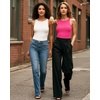 image:imageMANGOPOP Womens Tank Tops Bodysuit Double Lined Crew Neck Thong Body Suit Sleeveless Halter Fitted Top11 Hot Pink