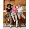 image:imageMANGOPOP Womens V Neck Short Sleeve Bodysuits Ruffle Puff Sleeve Body suit Sexy Going Out TopsBlush