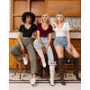 image:imageMANGOPOP Womens V Neck Short Sleeve Bodysuits Ruffle Puff Sleeve Body suit Sexy Going Out TopsBurgundy
