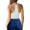 image:imageMANGOPOP Womens V Neck Tank Top Bodysuits Racerback Slim Fit Sleeveless Body suit Sexy Spaghetti Strap Ribbed Tops02 Creamy White