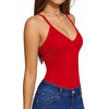 image:imageMANGOPOP Womens V Neck Tank Top Bodysuits Racerback Slim Fit Sleeveless Body suit Sexy Spaghetti Strap Ribbed TopsRed