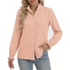 image:imageMANGOPOP Button Down Shirts for Women Long Sleeve Plaid Shirts Ruffle Blouses Business Casual Gingham Tops 2026 Trendy OutfitPink