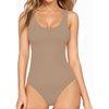 image:imageMANGOPOP Womens Tank Top Bodysuit Scoop Neck Sleeveless Body Suits Sexy UBack Backless Going Out TopsLight Coffee