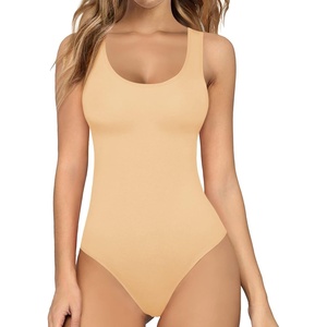 image:imageMANGOPOP Womens Tank Top Bodysuit Scoop Neck Sleeveless Body Suits Sexy UBack Backless Going Out TopsNude