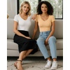 image:imageMANGOPOP Double Lined Short Sleeve Bodysuits for Women V Neck Thong Body Suit Stretchy Lightweight Bodysuit TopsClay