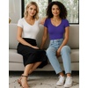 image:imageMANGOPOP Double Lined Short Sleeve Bodysuits for Women V Neck Thong Body Suit Stretchy Lightweight Bodysuit TopsDeep Blue