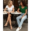 image:imageMANGOPOP Double Lined Short Sleeve Bodysuits for Women V Neck Thong Body Suit Stretchy Lightweight Bodysuit TopsDeep Green