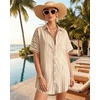 image:imageMANGOPOP Swimsuit Coverup for Women Striped Bathing Suit Cover Up Button Down Shirt Beach Cover Ups Dress 2026 Summer OutfitsAkhaki